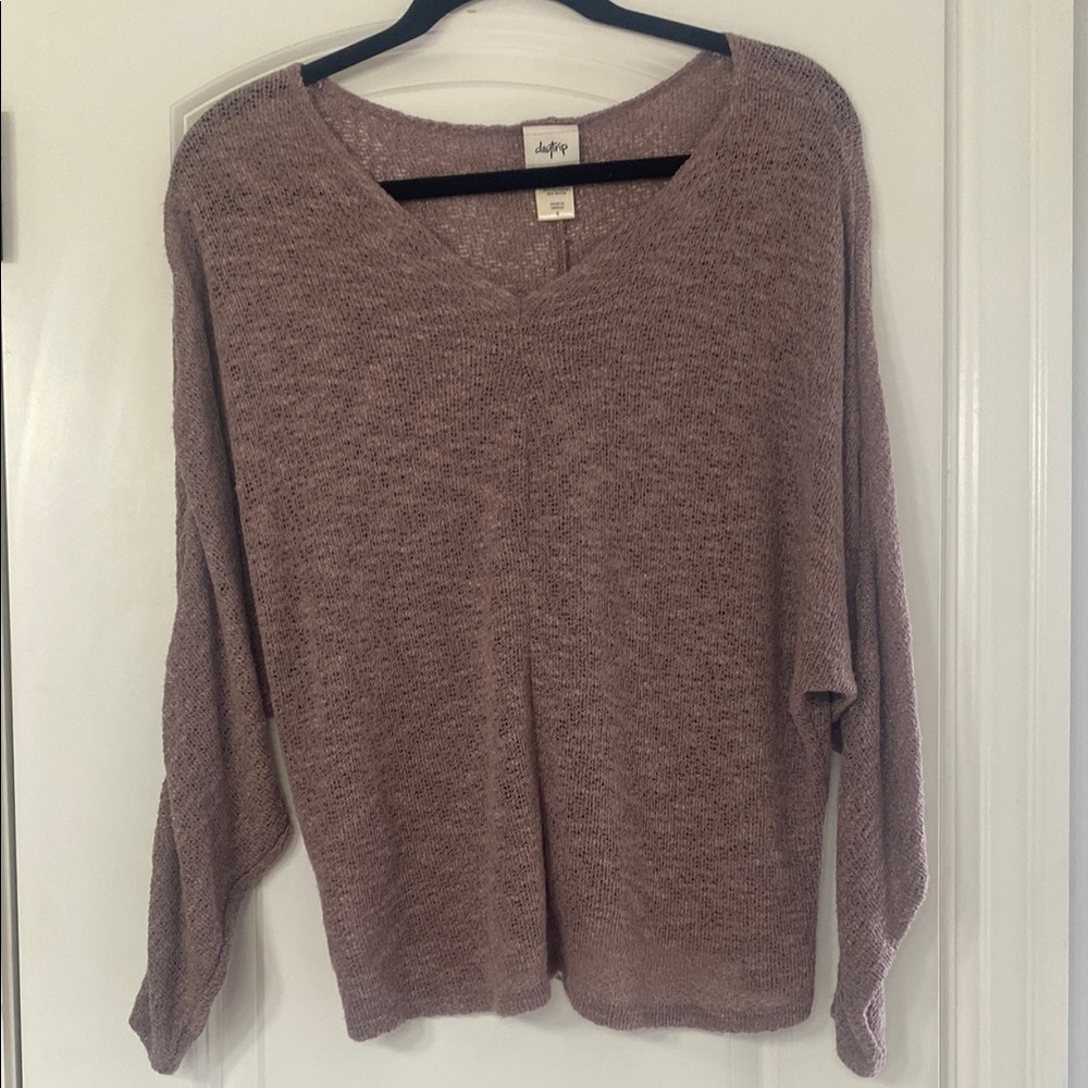 Daytrip Purple V-Neck Sweater with Dolman Sleeves